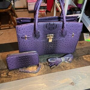 Elegant Purple Women's Handbag Set